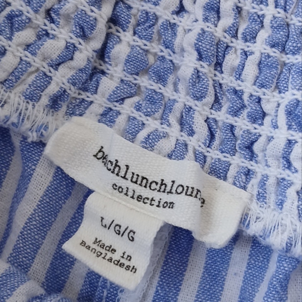 beachlunchlounge Blue and White Striped Wide Leg Pants - Picture 4 of 6